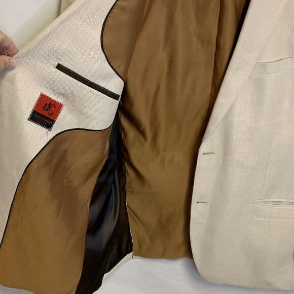 Pronto Moda Elite Cream Wool Silk Bamboo Woven Texture 2 Button Sport Coat 42R - Picture 8 of 14